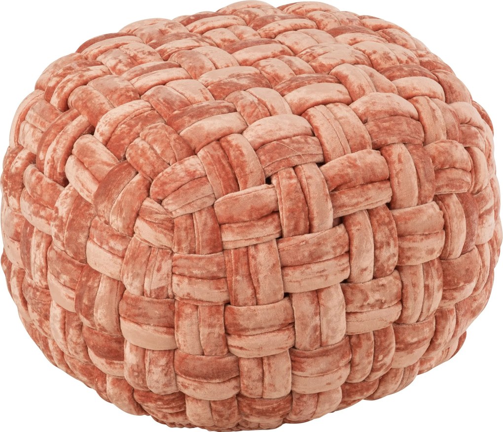 Ružovo-oranžový guľatý prepletaný puf Crocheted - Ø 48 * 35 cm