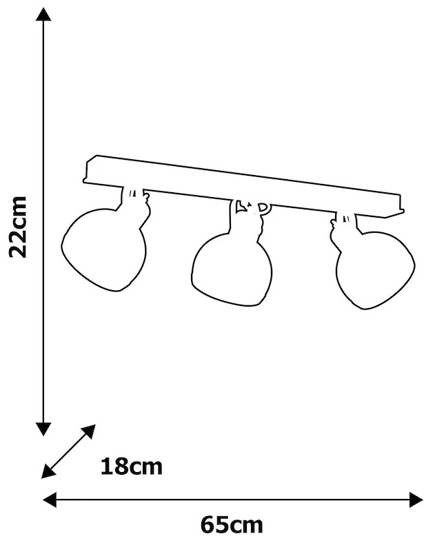 Bodové svietidlo Oval, 3x drevené/biele kovové tienidlo, w/drevo
