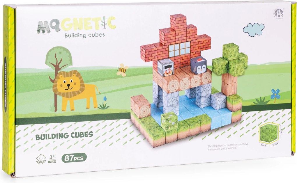 MULTISTORE Magnetické kocky - stavebnica 87 dielov, farebná súprava pre deti 3+