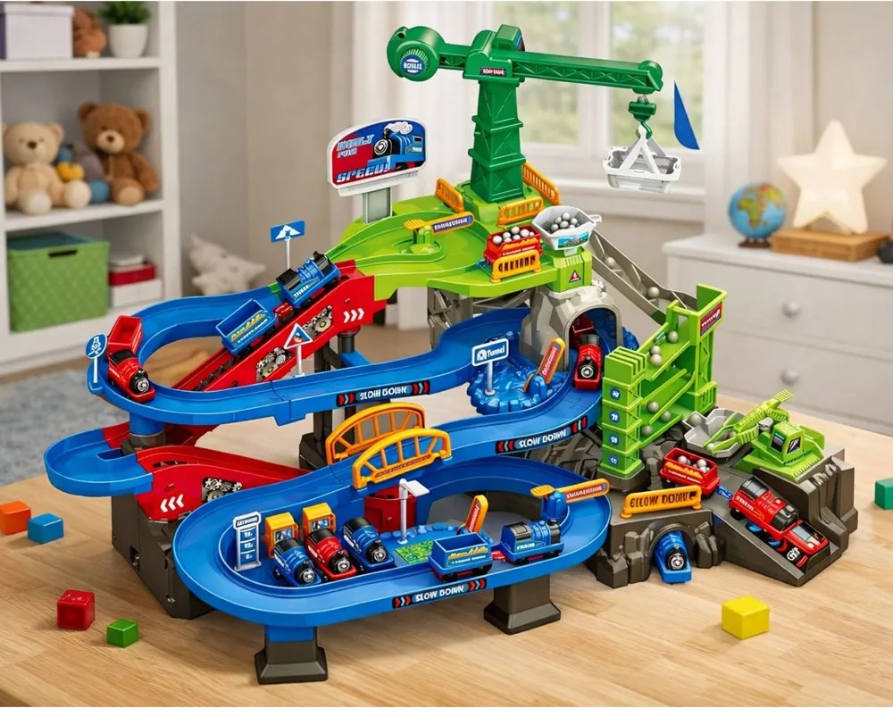 LEAN Toys Interaktívna banská železničná trať Sada nákladných vlakov Bane