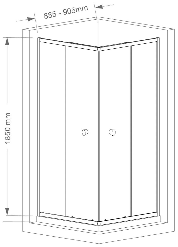 Aqualine, AGGA štvorcová sprchová zástena 900x900mm, číre sklo, HLF909Y