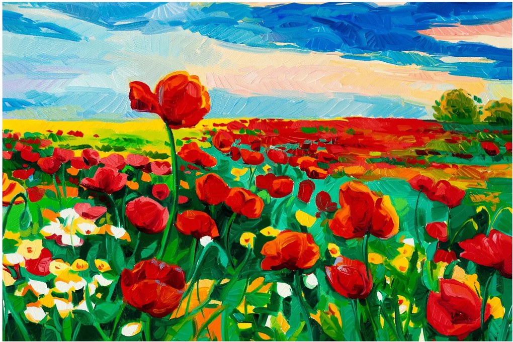 Obraz poľa s vlčími makmi (90x60 cm)