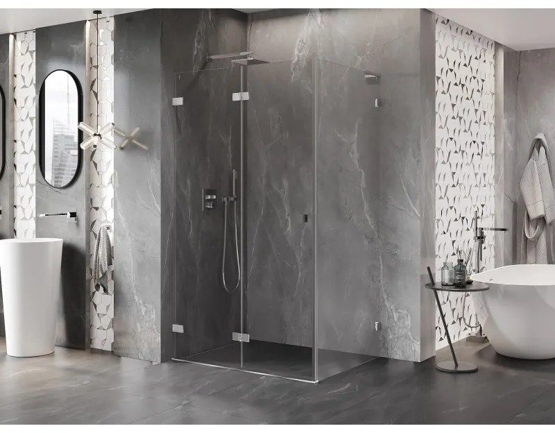 Mexen Lunar-F L, skladací sprchový kút ľavý 100 x 90 cm, 8mm číre sklo, chrómový profil, 836L-100-090-01-00-L