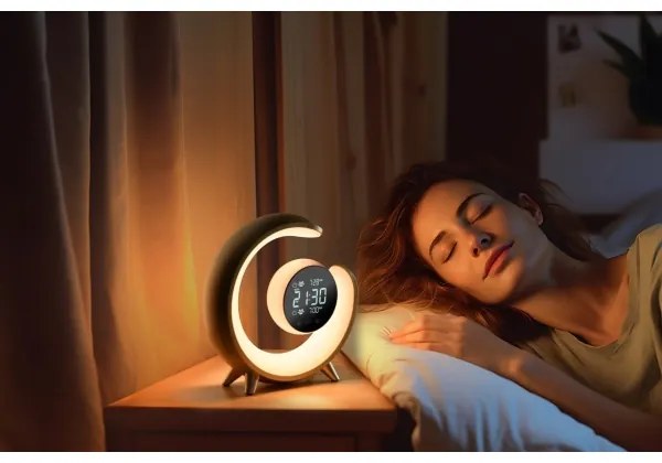 Immax 08981L- LED RGBW stmievateľná stolná lampa s budíkom PEACOCK LED/20W/5V US