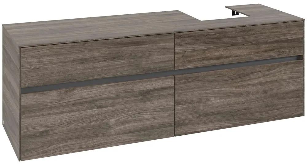 VILLEROY &amp; BOCH Collaro závesná skrinka pod umývadlo na dosku (umývadlo vpravo), 4 zásuvky, 1600 x 500 x 548 mm, Stone Oak, C10600RK
