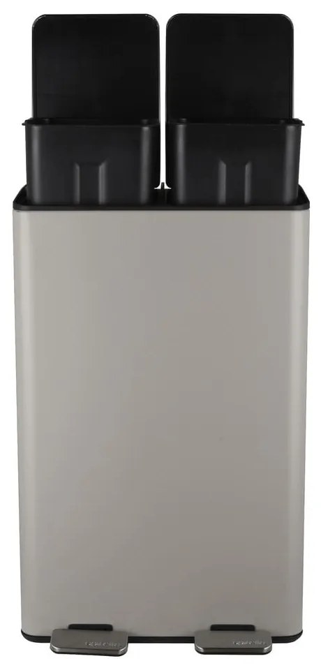 Taupe oceľový odpadkový kôš 2x30 l na triedený odpad/nášľapný Aliya – Spirella