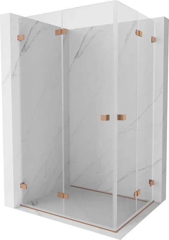 Mexen Lunar-F Duo, skladací sprchový kút 85 x 80 cm, 8mm číre sklo, profil medená matná, 836-085L-080P-65-00