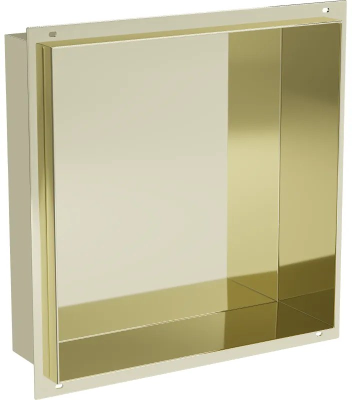 Mexen X-Wall-NR, polička na zapustenie pod obklad bez goliera 30 x 30 cm, zlatá lesklá, 1951303010