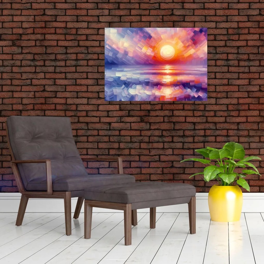 Sklenený obraz - Farebný umelecký západ slnka (70x50 cm)