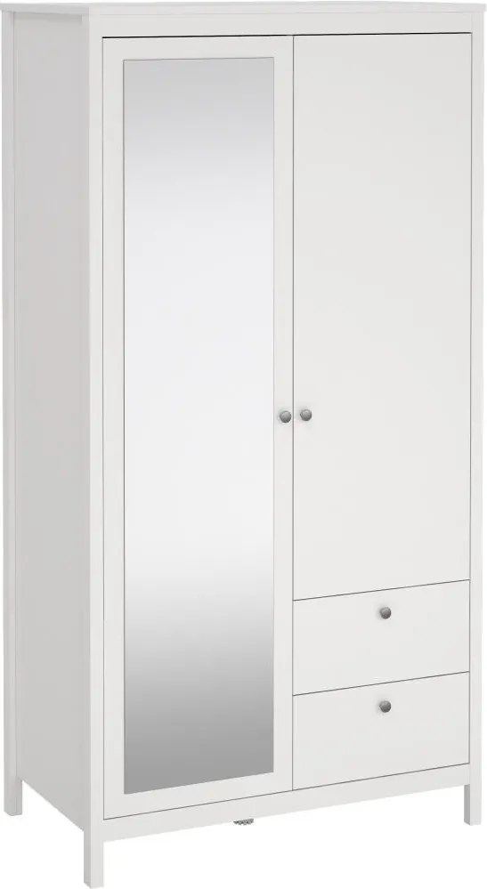 Šatníková skriňa Realty 102 cm so zrkadlom biela