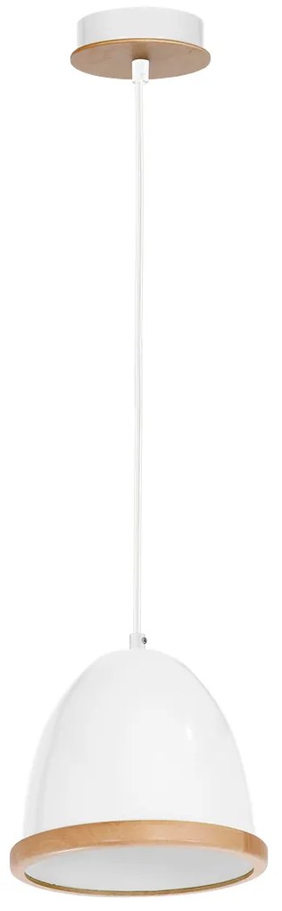 Závesné svietidlo Studio, 1x drevené/biele kovové tienidlo, (fi 21cm), w/br