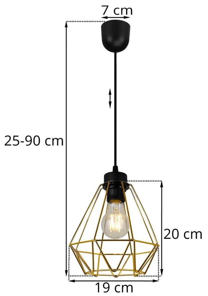Závesné svietidlo FUSION, 1x zlaté drôtené tienidlo, LP