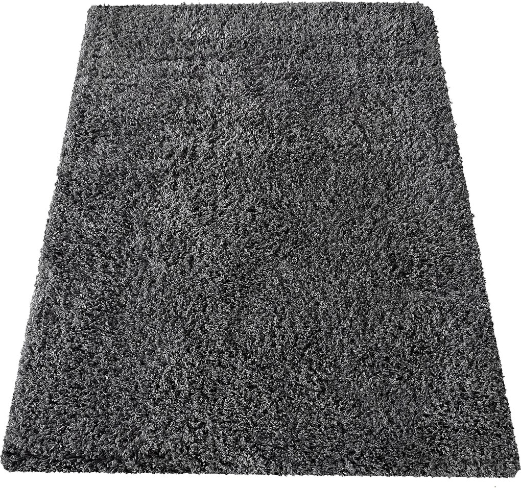 Antracitový shaggy koberec s vysokým vlasom – pohodlie pre domov Rozmer: 200x290 cm