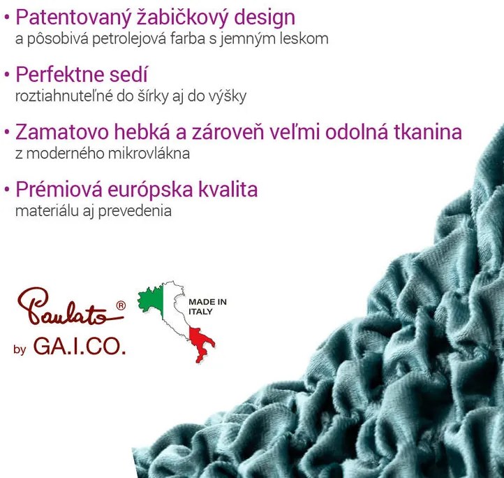 Bielastické poťahy VELVET petrolejové kreslo (š. 60 - 110 cm)