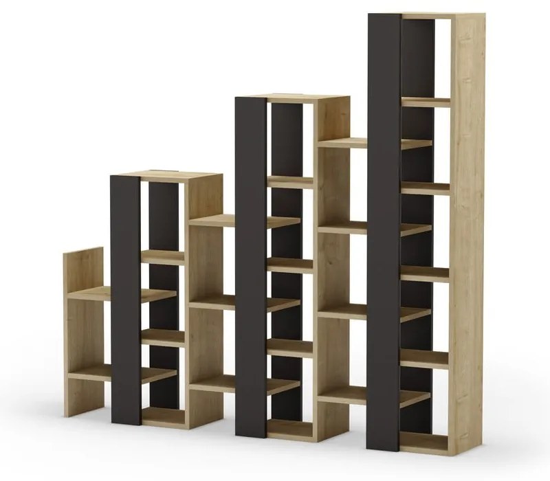 Regál v dekore duba v čierno-prírodnej farbe 158x151 cm Anissa – Marckeric