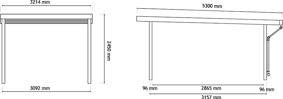 Kovový prístrešok na auto 5,3x3,2 m (antracit)