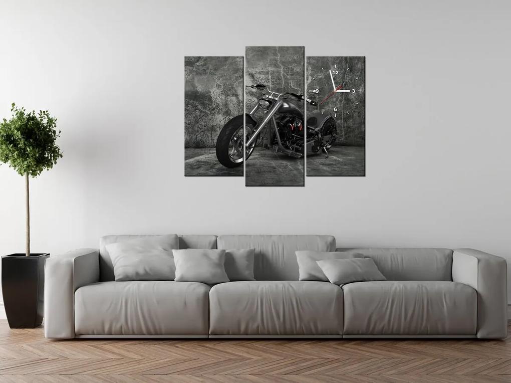 Gario Obraz s hodinami Chopper - 3 dielny Rozmery: 80 x 40 cm