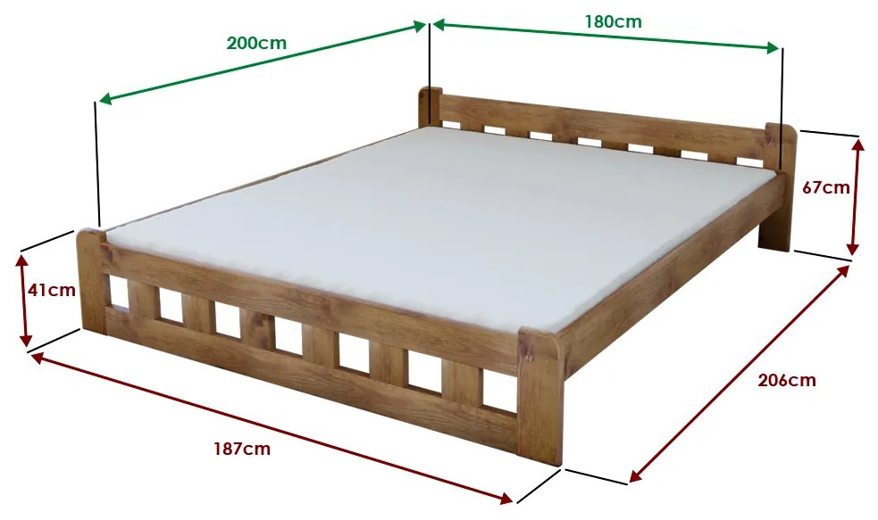 Posteľ Naomi zvýšená 180 x 200 cm, dub Rošt: Bez roštu, Matrac: Matrac COCO MAXI 20 cm