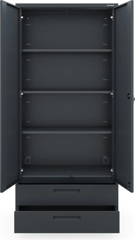 Modulárna kovová multifunkčná skriňa s dvoma zásuvkami antracitová MEGAN 1950 x 900 x 400 mm