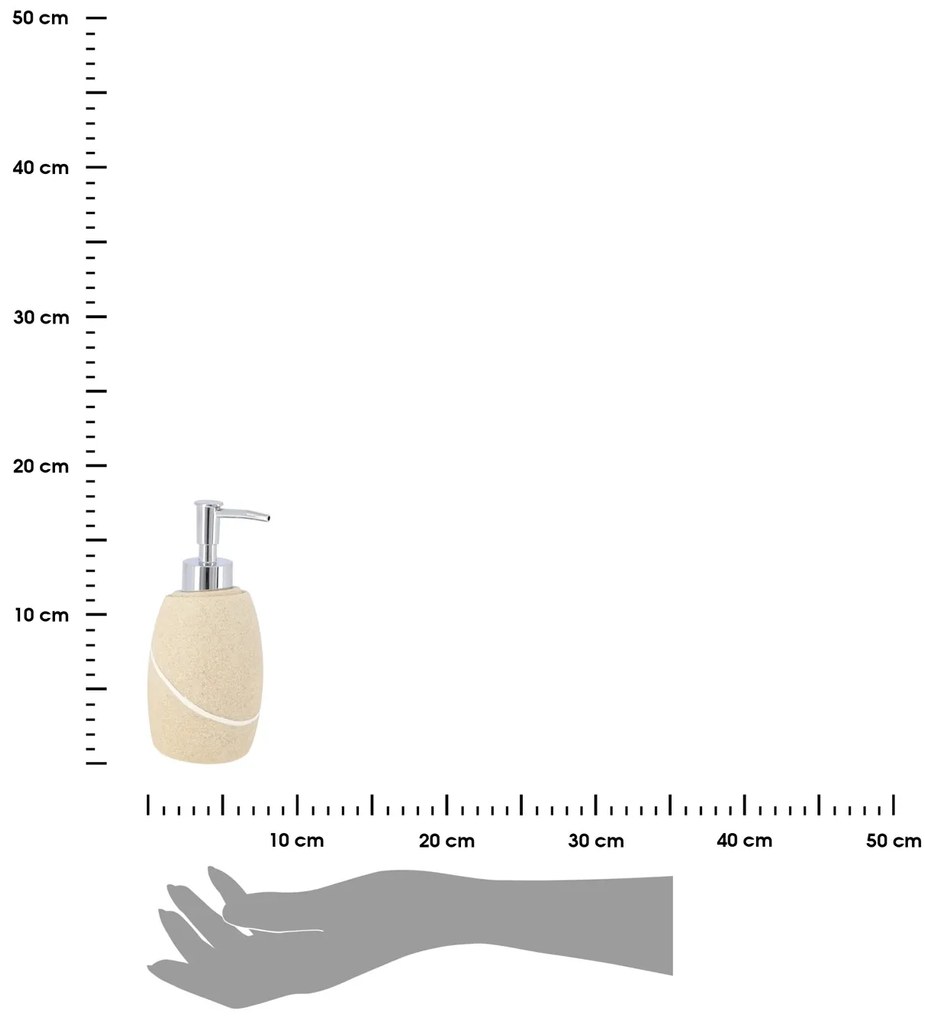 Dávkovač mydla Caldarela, piesková/s chrómovými prvkami, 240 ml