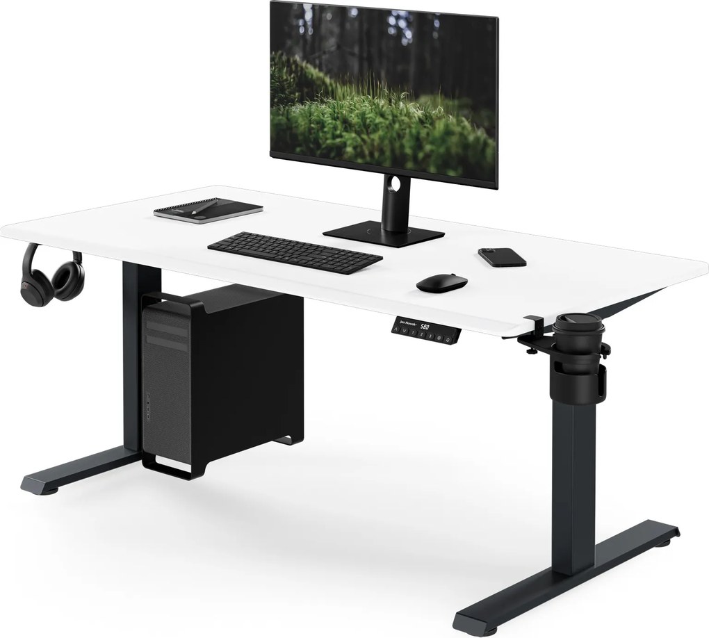 Elektrický stôl s nastavením výšky ergonomický antracitovo-bieli, 1400x700 mm: ARIA