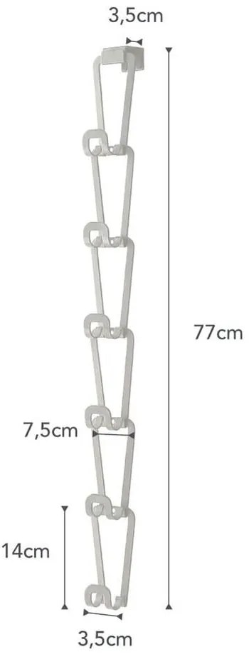 Biely vešiak na kabelky so zavesením na dvere a 6 háčikmi YAMAZAKI Kanazawa