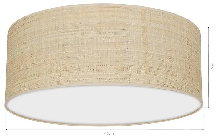 Stropné svietidlo Marshall, 1x ratanové tienidlo, (biele plexisklo), (fi 40cm)