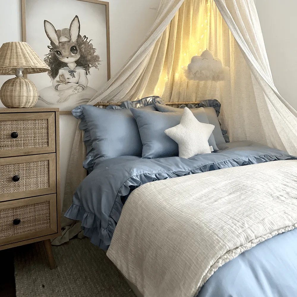 Posteľná bielizeň s volánom – modrá Margaret od 140x200 cm 200x220 cm