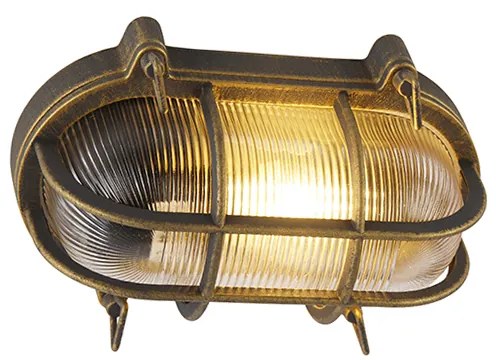 Nástenná a stropná lampa zlatá/mosadzná oválna IP44 - Noutica