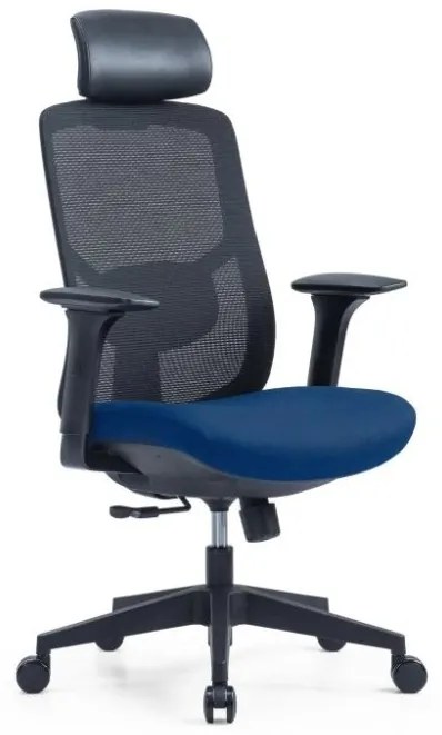 Kancelárska ergonomická stolička PYLON — látka, čierna / viac farieb Modrá Bez podhlavníka