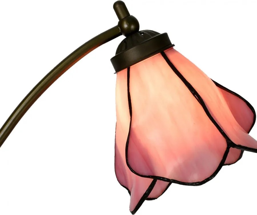 Stolová lampa Tiffany s ružovým tienidlom kvet Bloom - 26*19*50 cm