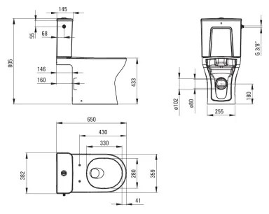 Deante CDJD6RPS - voľne stojace WC so sedátkom JASMIN keramika/biela
