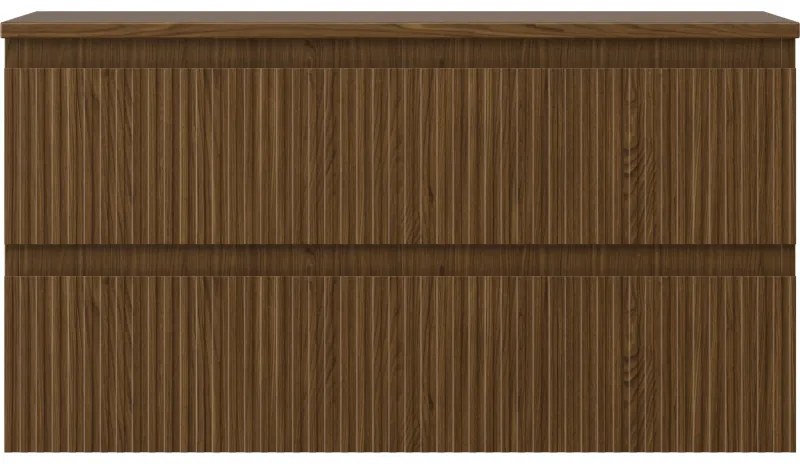Mexen Rivel, kúpeľňová skrinka 90 cm s hornou časťou, 2 zásuvky, drážkovaná, orech, 91A20-09047-2-BFFC86