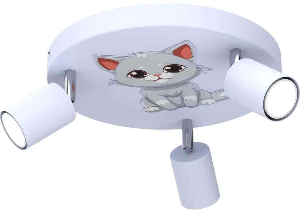 Detské bodové svietidlo FUN 3xGU10/8W/230V modrá/mačka