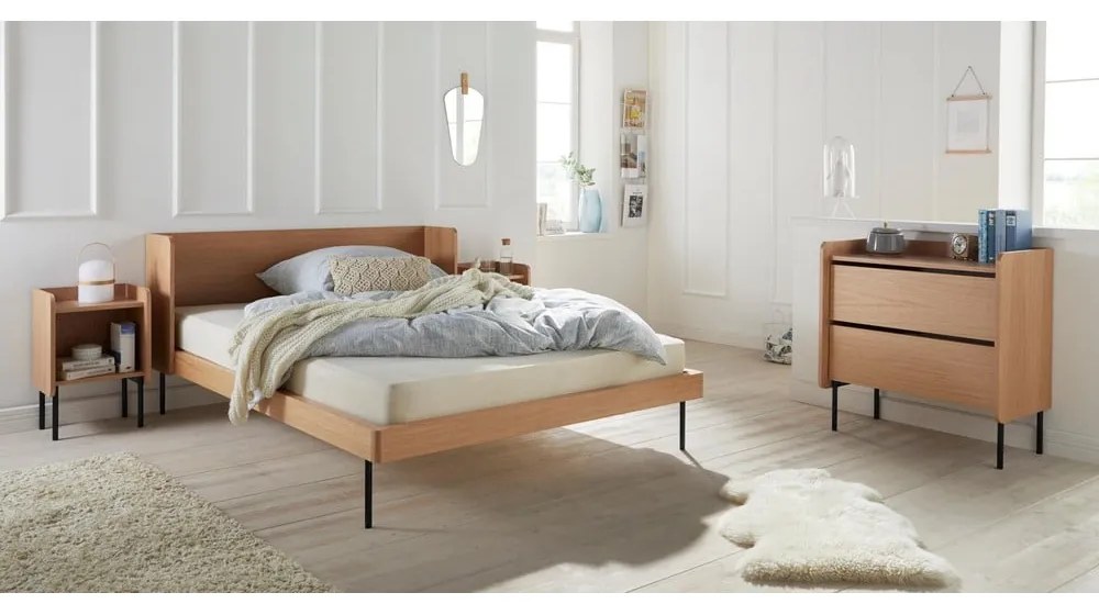 Dvojlôžková posteľ v dekore duba 180x200 cm v prírodnej farbe Wrap – Bonami Selection