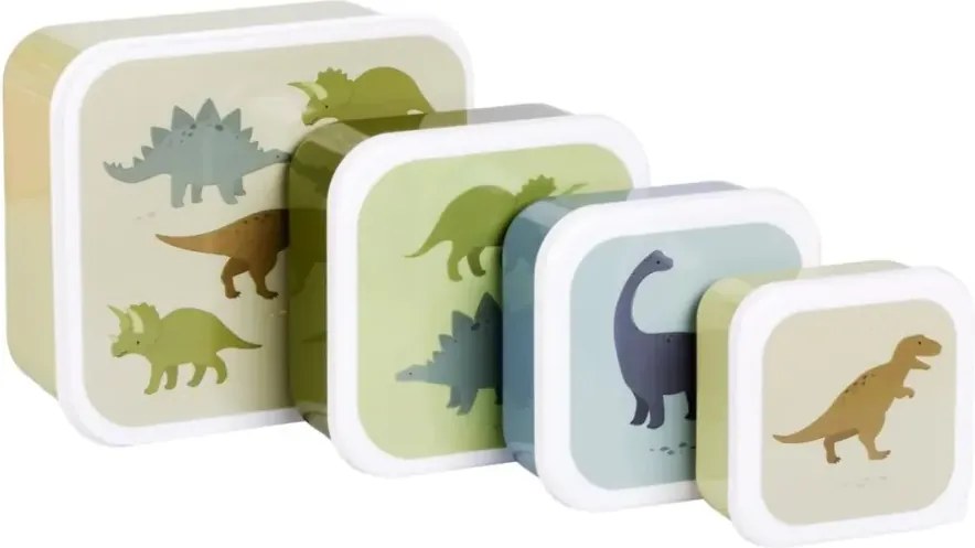 Sada 4 škatuliek na obed a desiatu dinosaurus