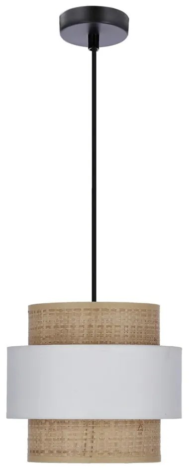 Závesné svietidlo s ratanovým tienidlom v bielo-prírodnej farbe ø 20 cm Rattan – Candellux Lighting