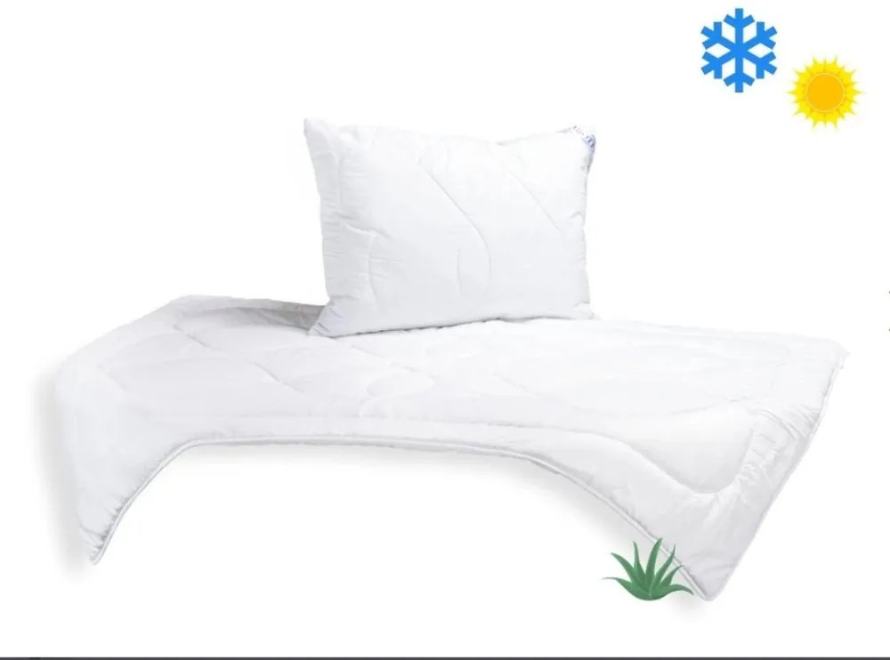SET Prikrývka Aloe Vera 140x200cm celoročná 850g + Vankúš UNICO AloeVera 70x90cm 900g