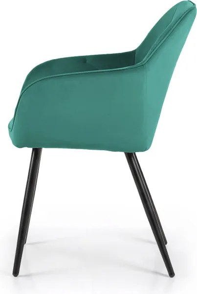 Sada šiestich jedálenských stoličiek DIAMANTE zamatové, fľaškovo zelené / čierne nohy (6 ks)