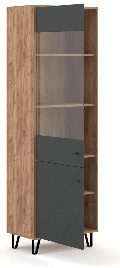 Vitrína Bilbao 63,4 cm dub remeselný tabak/grafit