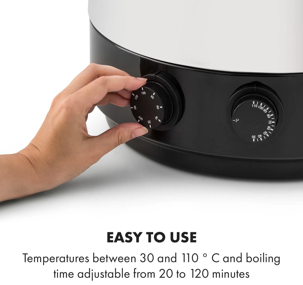 Klarstein KonfiStar 60, zavárací hrniec, dávkovač nápojov, 60 l, 2500 W, 110 °C, 120 min, nehrdzavejúca oceľ