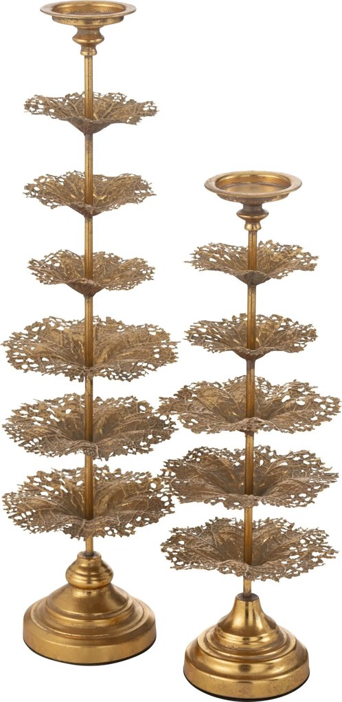 Zlatý kovový svietnik v tvare stromčeka Tree Flower L – 22*22*79,5 cm