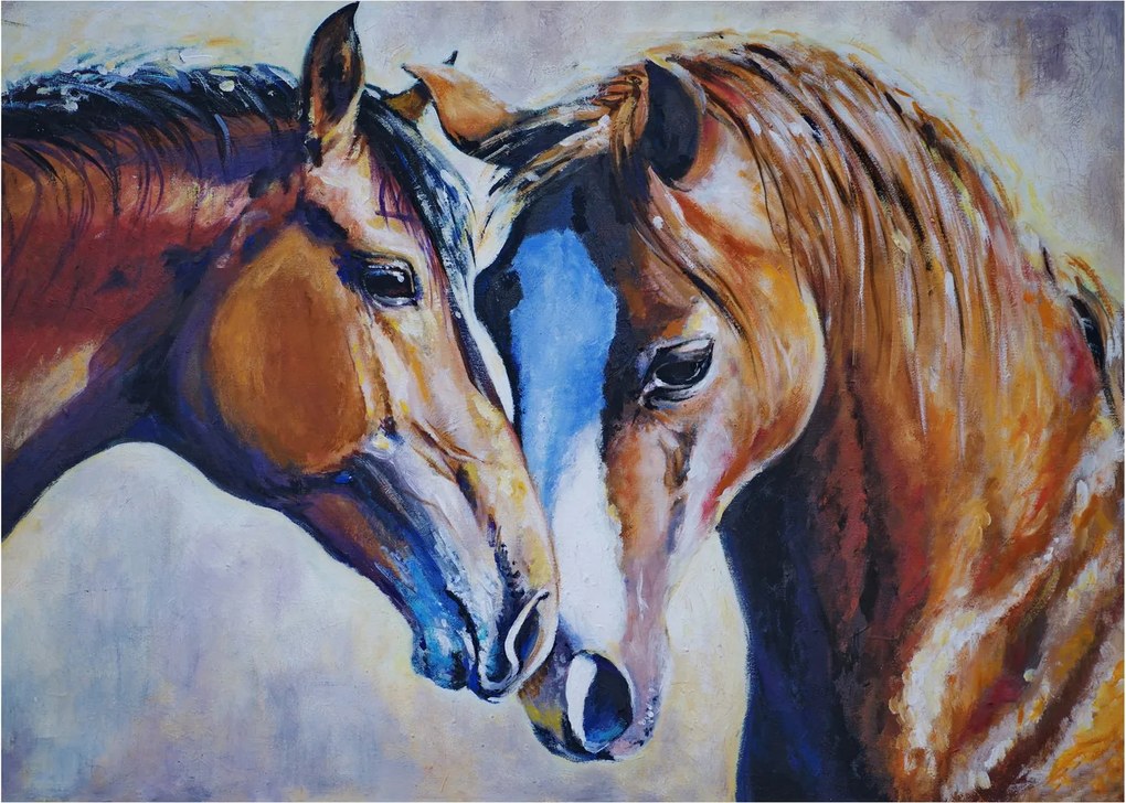 Sklenený obraz - Zamilované kone (70x50 cm)