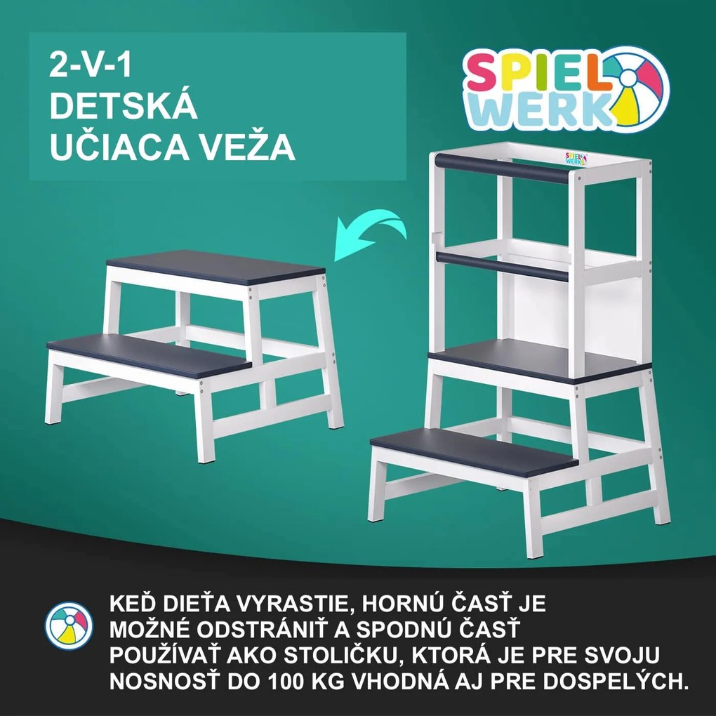 Spielwerk Učiaca veža PLAY borovica, 93x56x49, biela/antracit