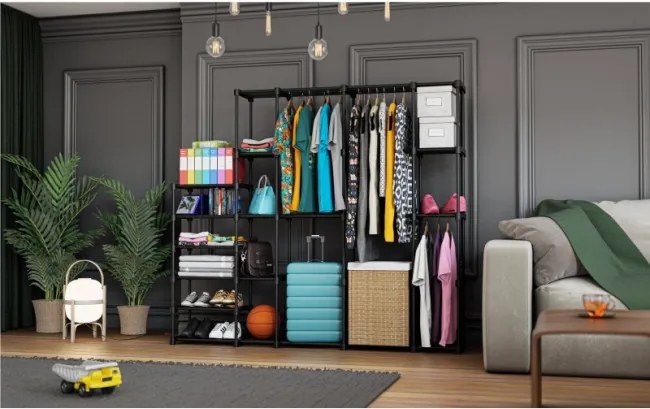 Otvorená šatníková skriňa Keeper 6.0 čierna