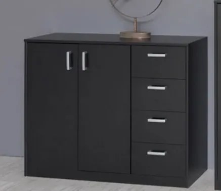 Široká zásuvková komoda Mega 39, čierna%