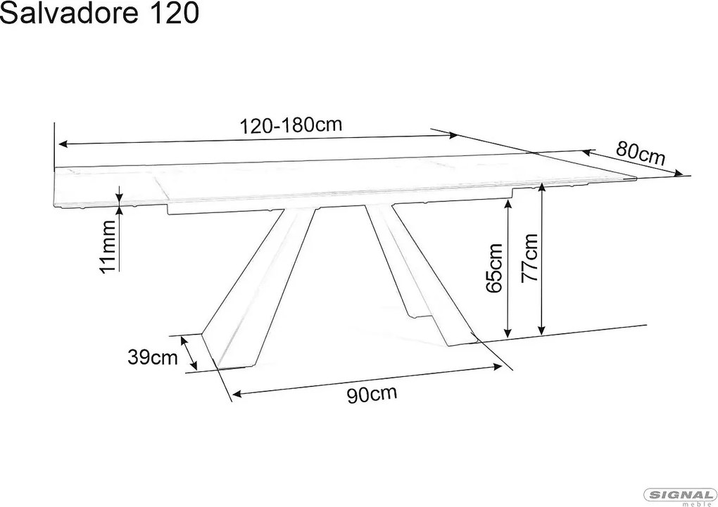 Jídelní rozkládací stůl Salvadore II 120/180 cm tmavě šedý/černý