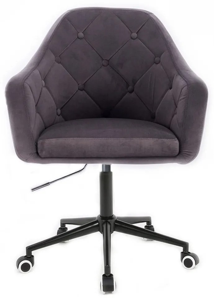 LuxuryForm DESIGN Kreslo ANDORA VELUR na čiernej podstave s kolieskami - tmavo šedé