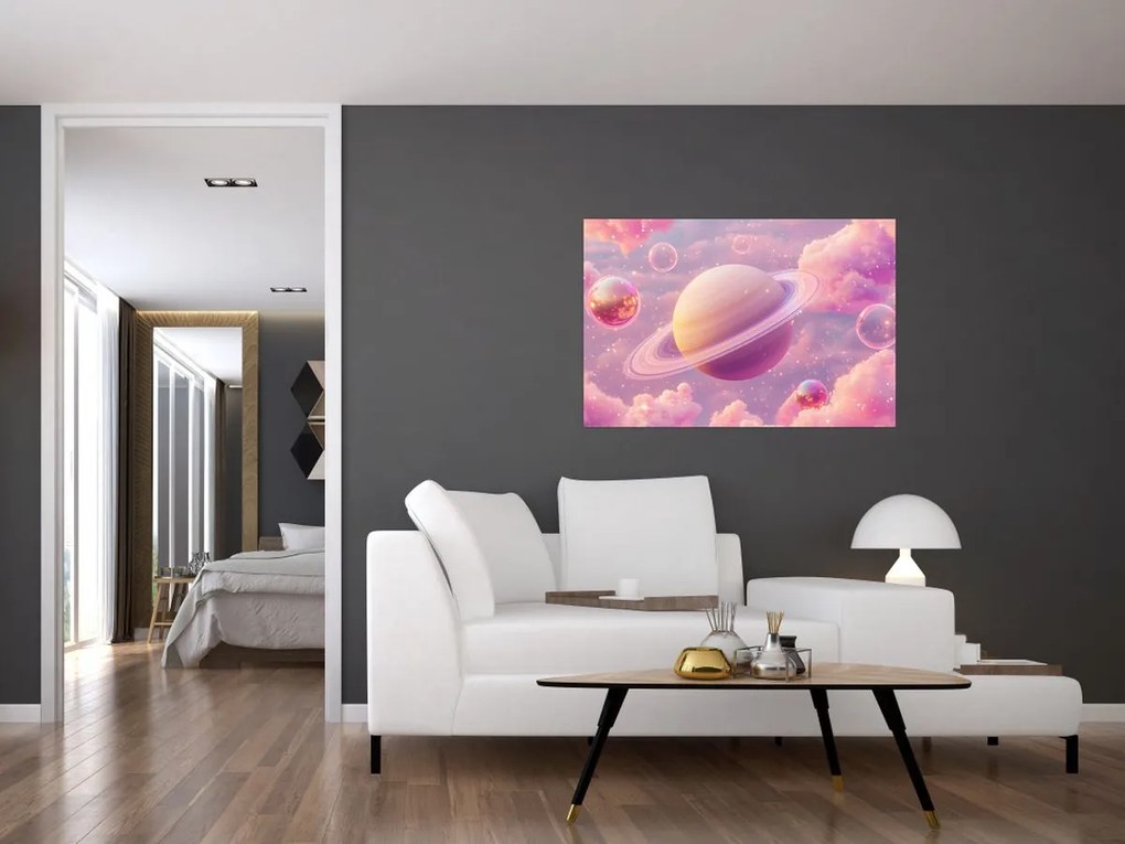 Obraz - Ružová planéta (90x60 cm)