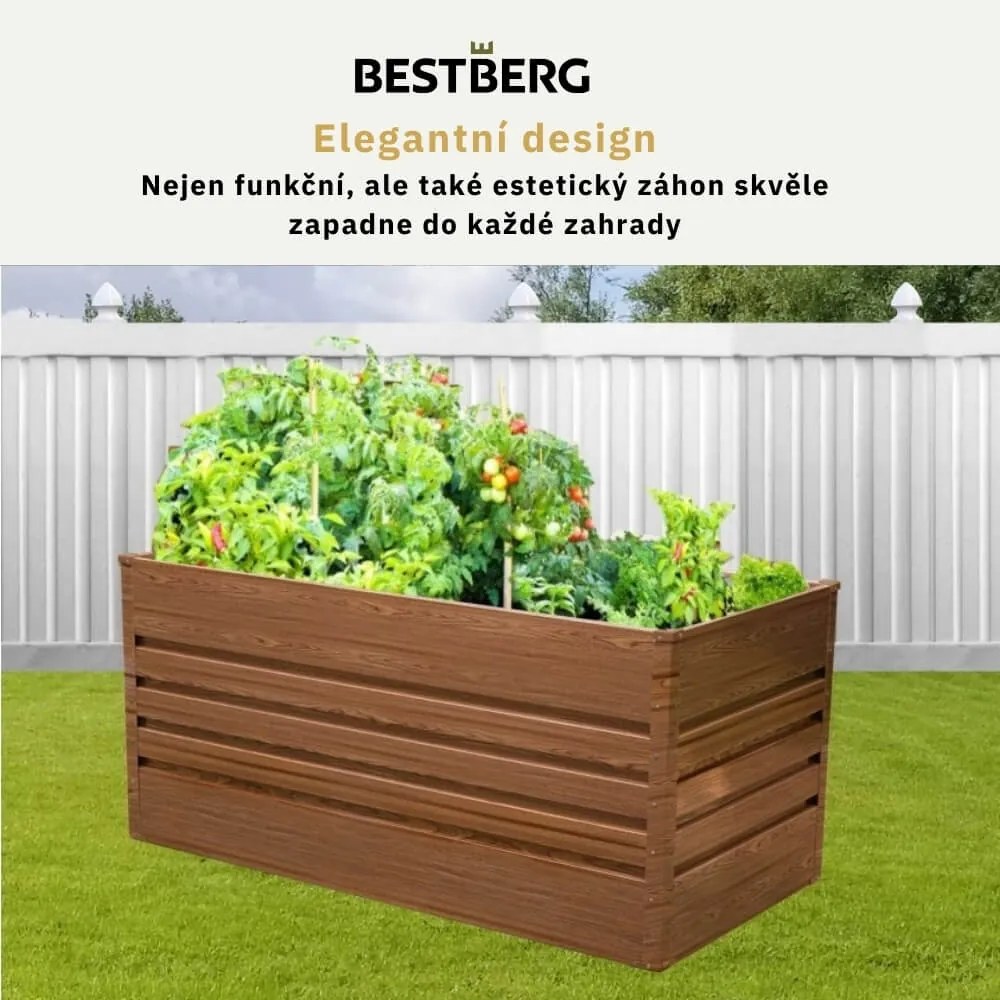 Vyvýšený záhradný záhon BestBerg VZ-1100D / 1100 l / 180 x 90 x 70 cm / červené drevo